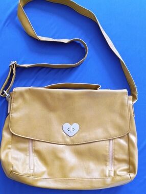 Mustard Yellow Heart-Lock Crossbody Bag with Adjustable Strap
